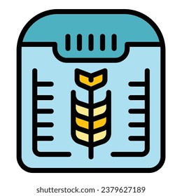 Weizenbrot-Maschine Symbol Umriss-Vektorgrafik. Lebensmittelmacher. Knopfkohlflaeche
