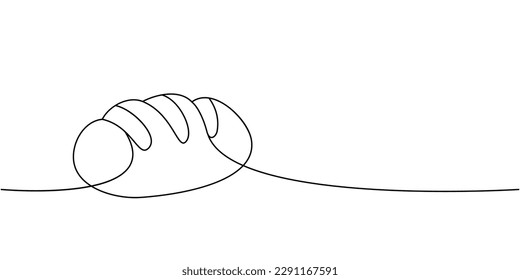 Wheat bread one line continuous drawing. Bakery pastry products continuous one line illustration. Vector minimalist linear illustration.