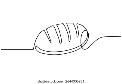 Pão de trigo, desenho contínuo em uma linha. Padaria produtos de pastelaria contínua uma linha ilustração. Ilustração linear minimalista do vetor. Traçado editável.