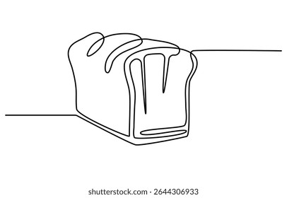 Wheat bread one line continuous drawing. Bakery pastry products continuous one line illustration. Vector minimalist linear illustration. Editable stroke.