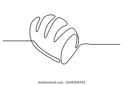 Pão de trigo, desenho contínuo em uma linha. Padaria produtos de pastelaria contínua uma linha ilustração. Ilustração linear minimalista do vetor. Traçado editável.