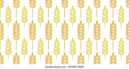 Wheat brush texture seamless pattern background. Hand drawn crayon brush abstract floral wheat seamless pattern. Floral abstract grunge hand drawn print background. Vector illustration