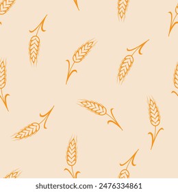 Wheat brush texture seamless pattern background.  Abstract floral wheat seamless pattern. Vector illustration