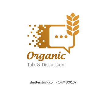 Wheat and bubble chat logo symbol or icon template