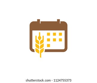 Wheat Calendar Icon Logo Design Element