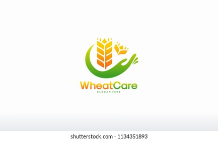 Wheat Care logo designs concept vector, Agriculture Grain logo designs