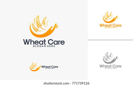 Wheat Care logo designs vector, Wheat logo template