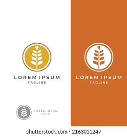 Wheat or cereal logo, wheat field and wheat farm logo.With easy and simple editing.