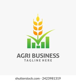 Wheat and chart for agribusiness logo design