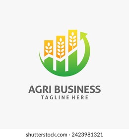 Wheat and chart for agribusiness logo design