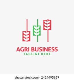 Wheat and chart for agribusiness logo design