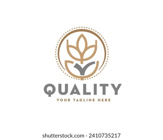 wheat check circle logo icon symbol design template illustration inspiration