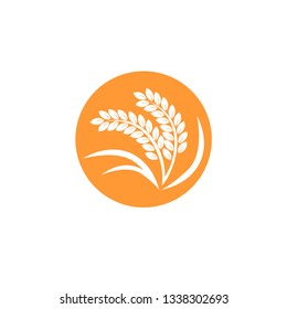 wheat in the circle logo design, agriculture, vector illustration