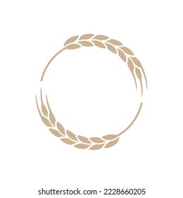 Wheat circle vector frame. Bread, food and bakery border icon.