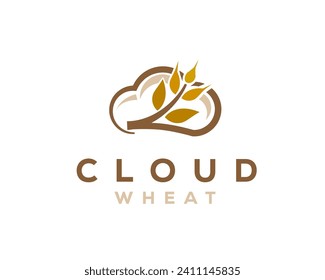 wheat cloud organic server logo icon symbol design template illustration inspiration