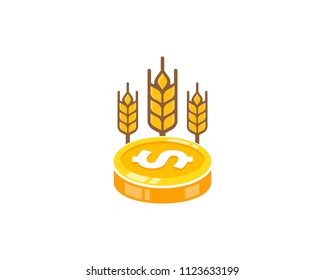 Wheat Coin Icon Logo Design Element