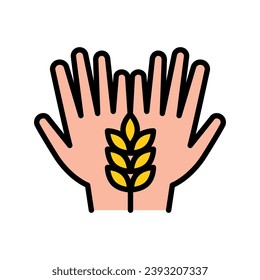 Wheat conservation color symbol, ear, grains of wheat vector icon for user interface. Agriculture investment logo simple symbol. Saving the wheat crop.