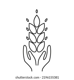 Wheat conservation line symbol, ear, grains of wheat vector editable stroke icon for user interface. Saving the wheat crop.