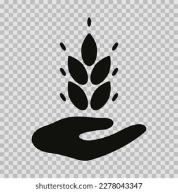 Símbolo de silueta de conservación de trigo, glifo de corte vectorial, signo de conservación de trigo sobre fondo transparente.