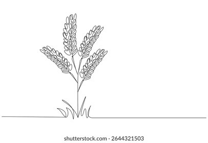 wheat continuous line art drawing