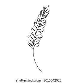 Trigo en estilo de arte de línea continua con trazo editable. Icono de esquema de agricultura. Ilustración vectorial de cereal en estilo minimalista.