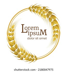 Wheat decorative wreath. Wheat frame. Agriculture wheat vector logo  design. Vector illustration.