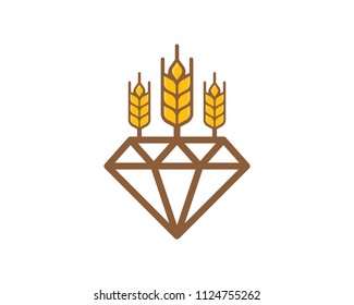 Wheat Diamond Icon Logo Design Element