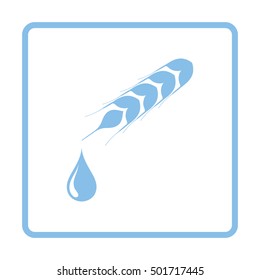 Wheat with drop icon. Blue frame design. Vector illustration.