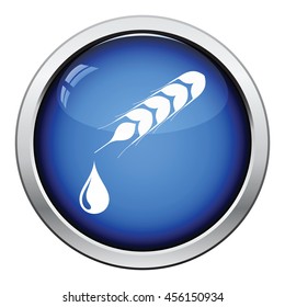 Wheat with drop icon. Glossy button design. Vector illustration.