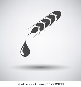 Wheat with drop icon on gray background round shadow. Vector illustration.