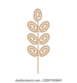 Wheat ear bakery logo. Spike wheat icon. Stalk oat, barley, spelt, rye, malt, bran, millet, maize, rice symbol. Harvest seed for flour sign. Isolated vector.