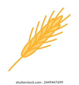 Wheat ear, cartoon style. Vector illustration isolated on white background, hand drawn, flat design