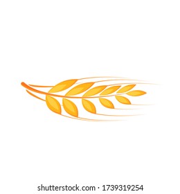 Wheat ear cartoon vector illustration. Barley, rye flat color object. Basis for baking. Source of vitamins B and fiber. Good nutrition. Dried whole grains isolated on white background