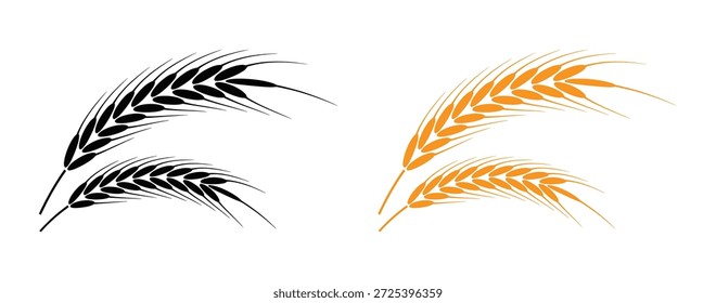  Oreja de trigo. Conjunto de íconos de cereales, Vector de ícono de espigas de trigo, trigo, cebada, avena, harina, conjunto de Vectores de íconos de granos. Cosechar el grano de trigo, el crecimiento del tallo de arroz y los granos de pan integral.