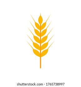 Icono de oreja de trigo llana, orejas de trigo dorado, ilustración vectorial aislada en fondo blanco