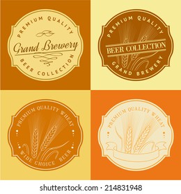 Wheat ear in frame for agriculture logo. Vector illustration.