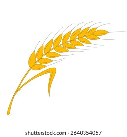 Wheat ear with gold grains and spikes. Golden spikelet with seeds from farm field for making white flour. Agriculture, bakery mascot, wheat crop cartoon vector illustration