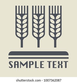 Wheat ear and grain icon or sign, vector illustration