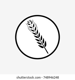 Wheat ear icon. Bread, harvest, crop Flat vector stock illustration