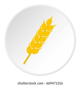 Wheat ear icon in flat circle isolated on white background vector illustration for web
