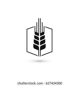 Wheat ear icon. Isolated on white background. Vector illustration, eps 10.