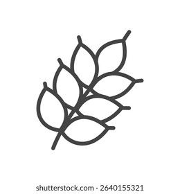 Wheat ear icon. Monochrome stylized harvest symbol of cereal crop used in autumn decorations and food themes. Vector 10 EPS.