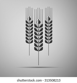 Wheat ear icon on grey background. Vector Illustration