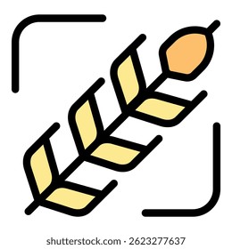 Wheat ear icon. Outline wheat ear vector icon color flat isolated