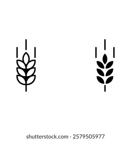 Wheat ear icon set color editable