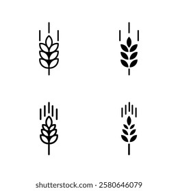 Wheat ear icon set color editable