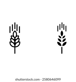 Wheat ear icon set color editable