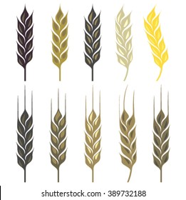 Wheat ear icon set in different colors