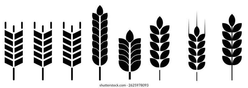 Wheat ear icon set. Grain icon vector eps10.