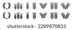 Wheat ear icon vector set. Grain icons collection in line and flat style. Wheat icon on white background. Cereals grain, agriculture, rice stalk, bread, food, harvest symbol. Vector illustration